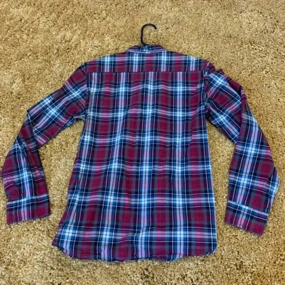 Men's Logg Plaid h&m blue and red button down shirt - sz small - Picture 2 of 4